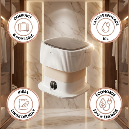 Lunéo™ Aqua Wash – Mini Machine à Laver Pliable Portable