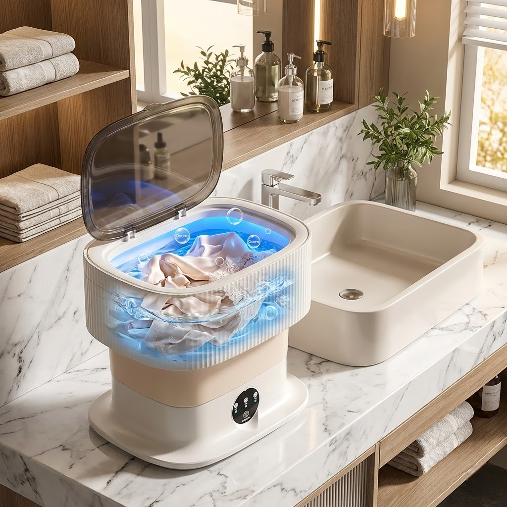 Lunéo™ Aqua Wash – Mini Machine à Laver Pliable Portable