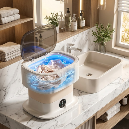 Lunéo™ Aqua Wash – Mini Machine à Laver Pliable Portable